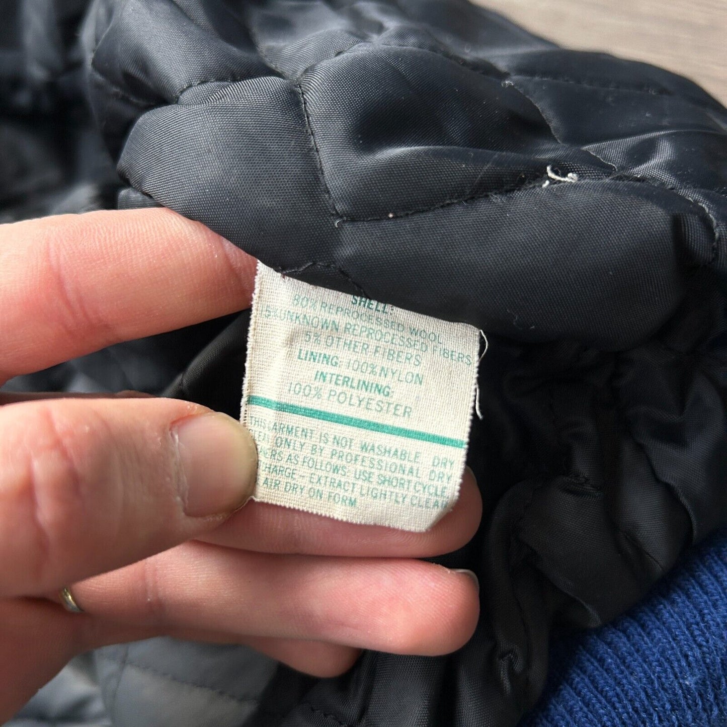 VINTAGE 80s | Thrashed Delong Blank Varsity Bomber Jacket sz L