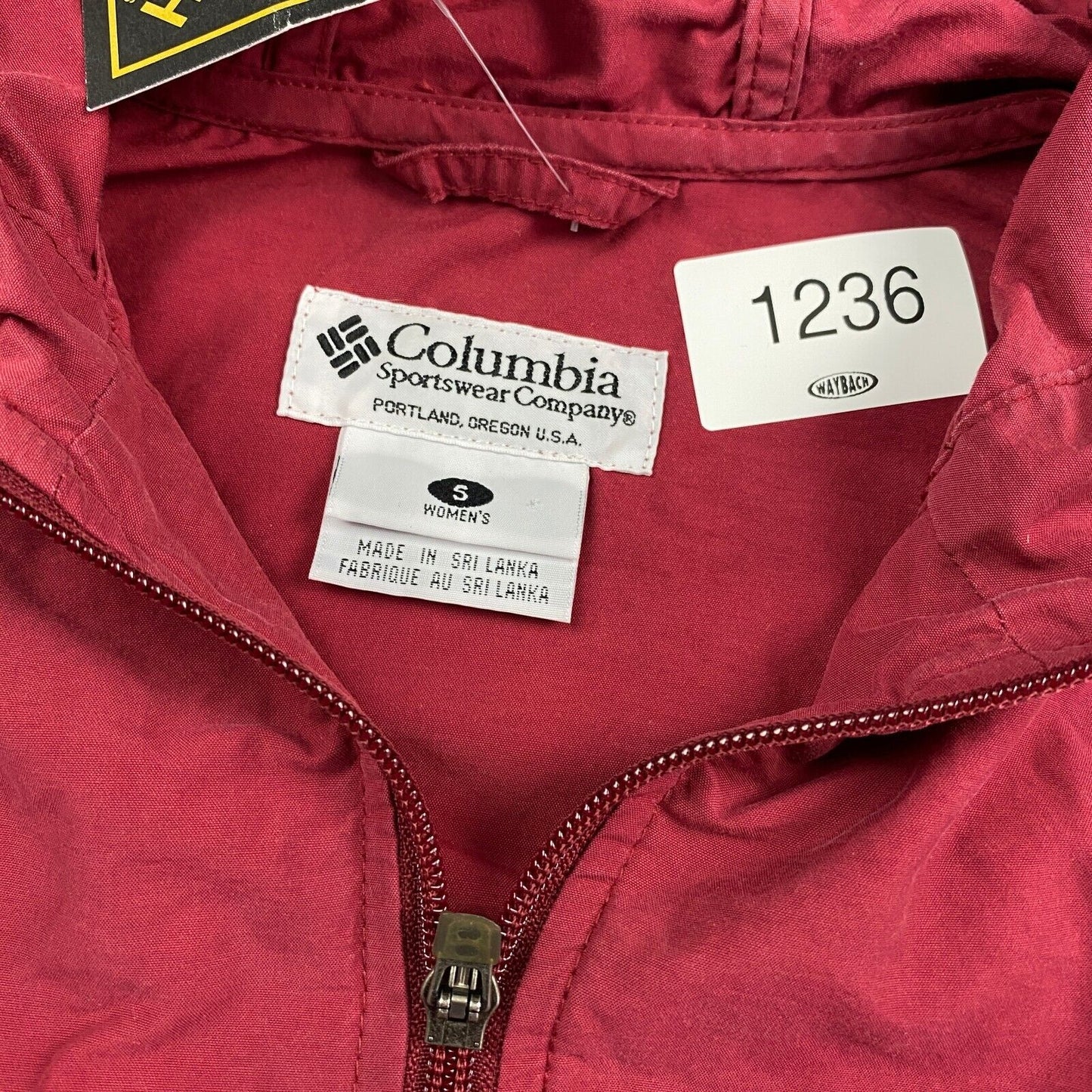 VINTAGE 90s Columbia Red Cotton Blend Tech Windbreaker Jacket sz Small Adult