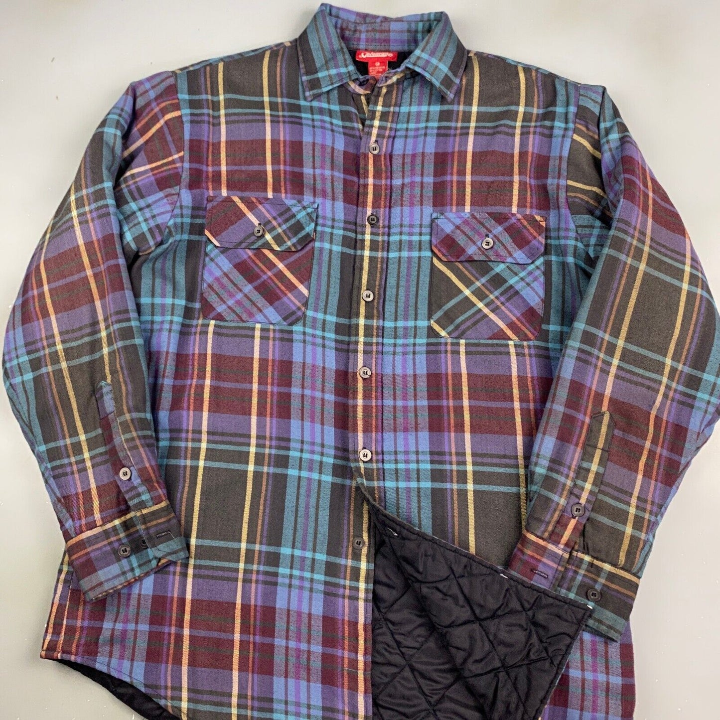 VINTAGE 90s Coleman Plaid Flannel Lined Button Up Shirt sz M-L Adult
