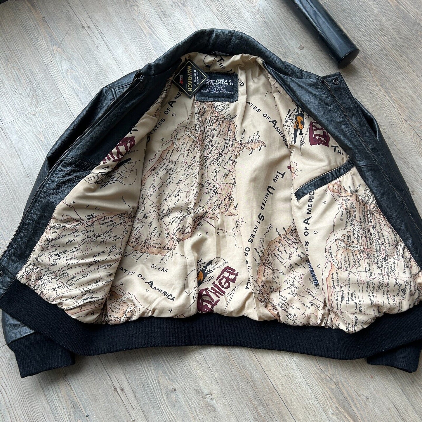 VINTAGE | Type A-2 Flyers Black Leather U.S Army Bomber Jacket sz L