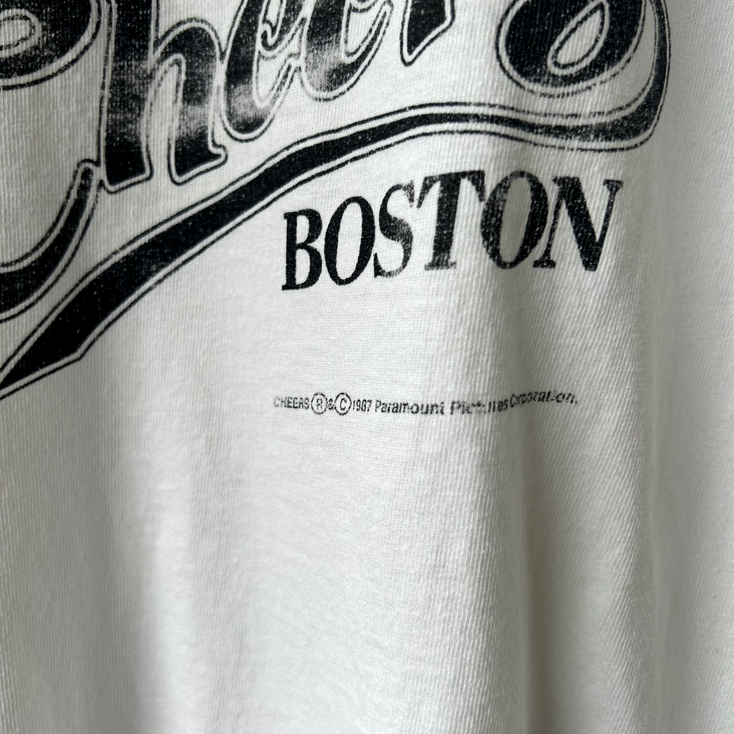VINTAGE 1987 | Cheers Boston White Long Sleeve T-Shirt sz M Adult Made in USA