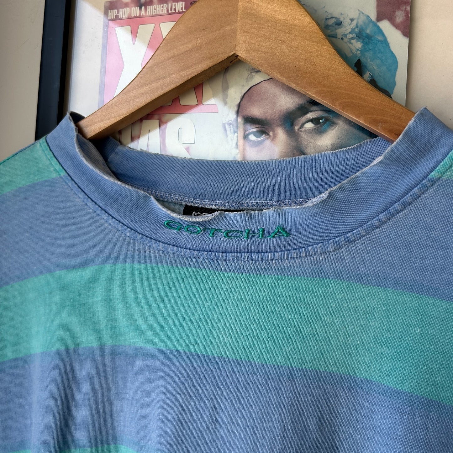 VINTAGE 80s | Gotcha Surfing Faded Striped T-Shirt sz L