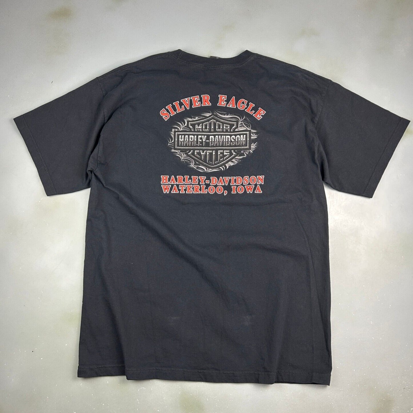 VINTAGE | Harley Davidson Motor Cycles Biker Silver Eagle T-Shirt sz XXL Adult
