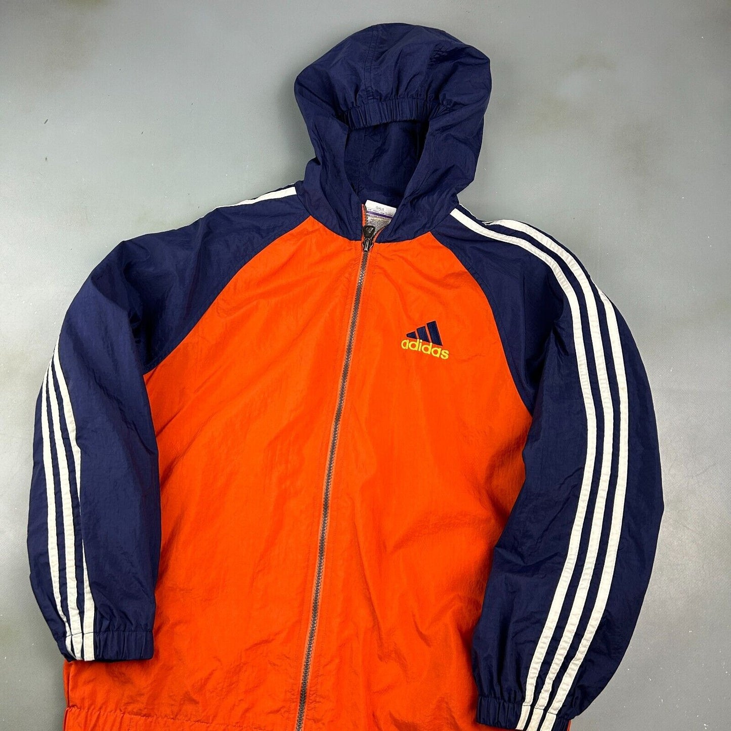 VINTAGE 90s | ADIDAS Full Zip Hooded Windbreaker Jacket sz L Girls Youth*