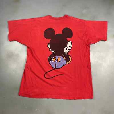 VINTAGE 90s Cute Lil Mickey Mouse Red T-Shirt sz Large Adult MadeinUSA