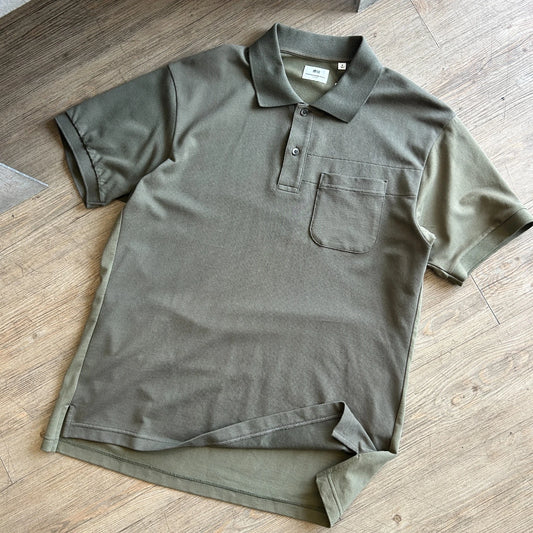 ENGINEERED GARMENTS NY | Uniqlo Two Tone Olive Polo Shirt sz M