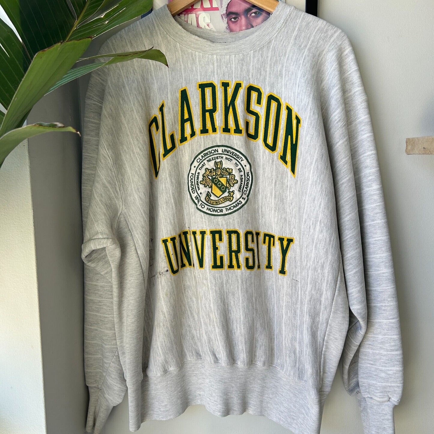 VINTAGE 90s | Clarkson University Vertical Striped Crewneck Sweater sz XL Adult