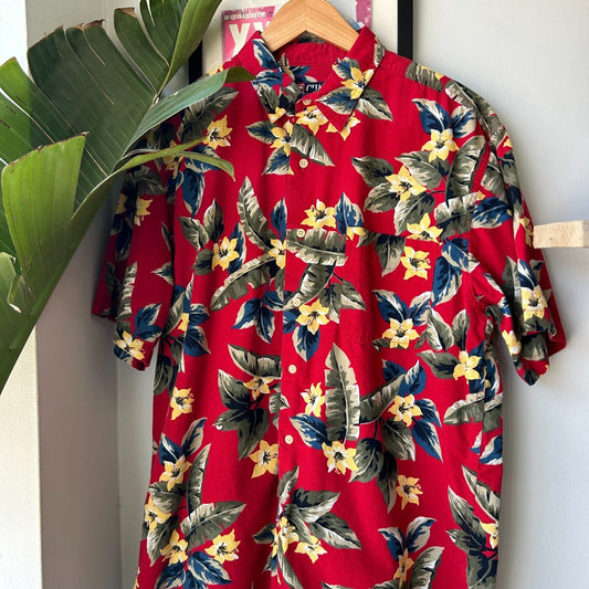 VINTAGE | Chaps RL Hawaiian Short Sleeve Button Down Shirt sz L-XL