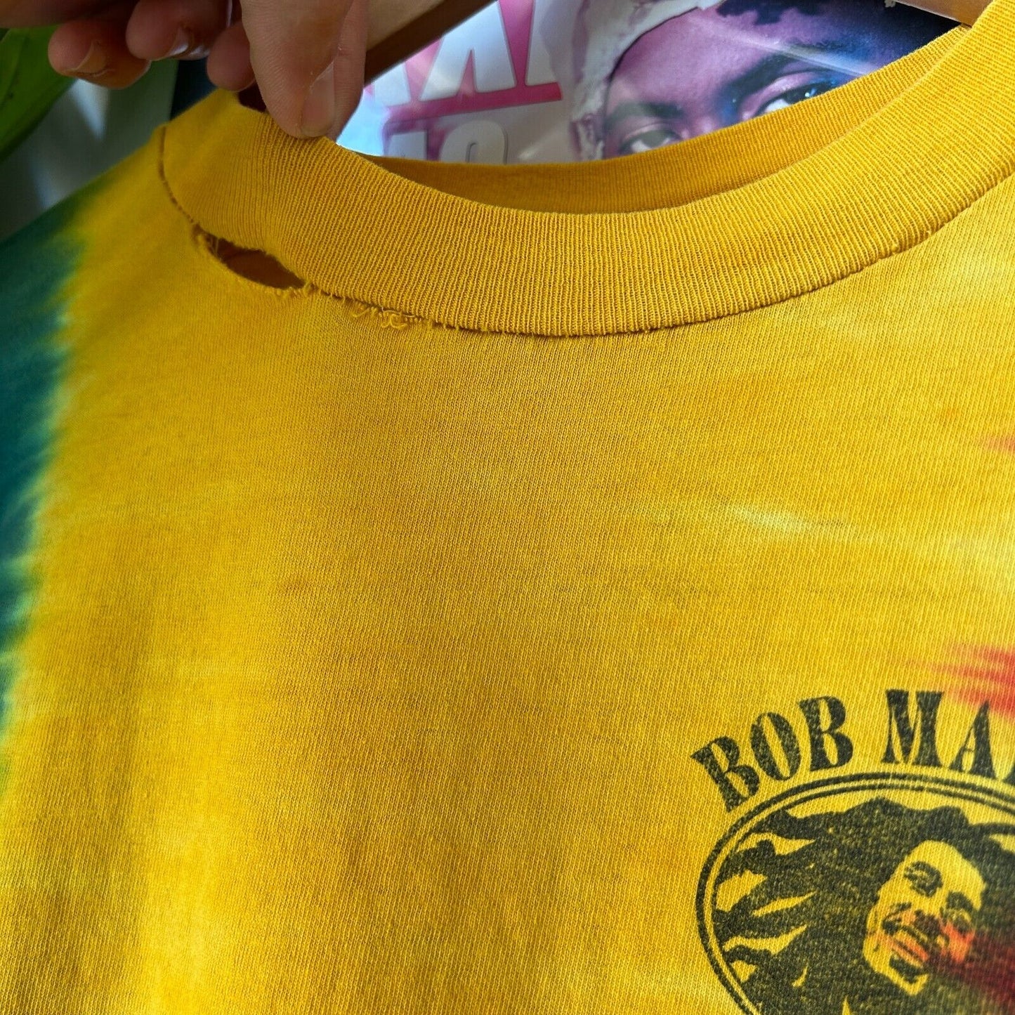 VINTAGE 90s | Bob Marley One Love One Heart Rasta Tye Dye T-Shirt sz M