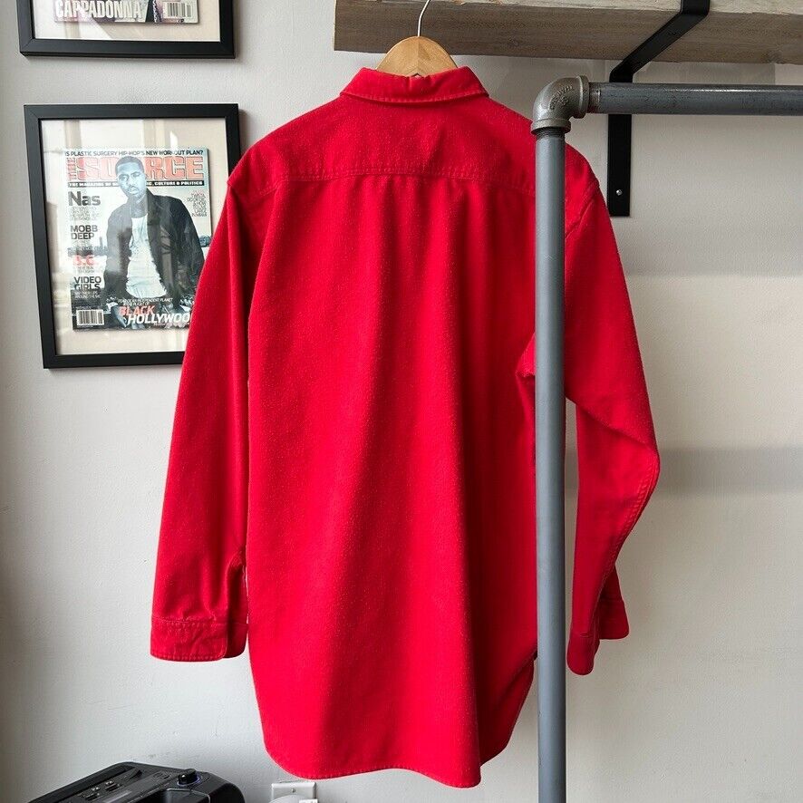 VINTAGE 90s | Eddie Bauer Chamois Cloth Red Button Down Shirt sz L