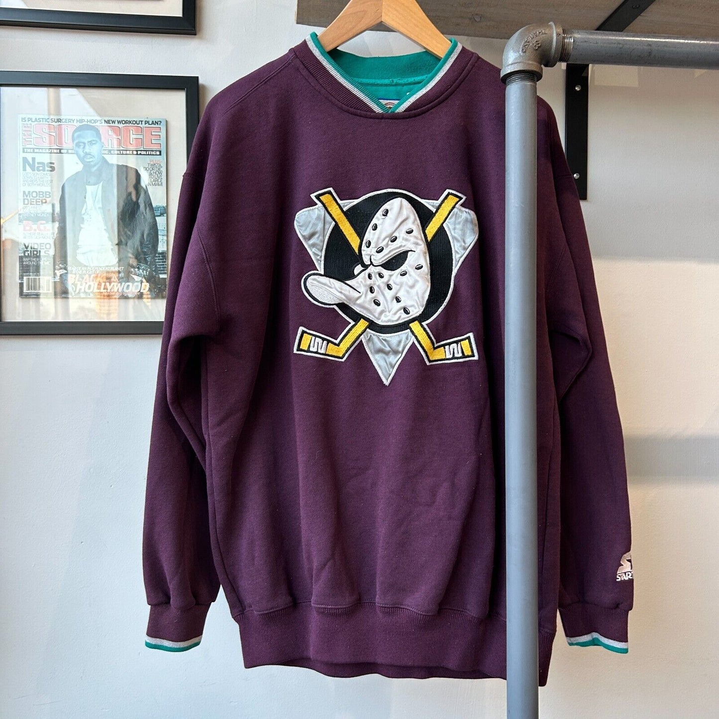 VINTAGE 90s | Starter Anaheim Mighty Ducks NHL Crew Sweater sz L