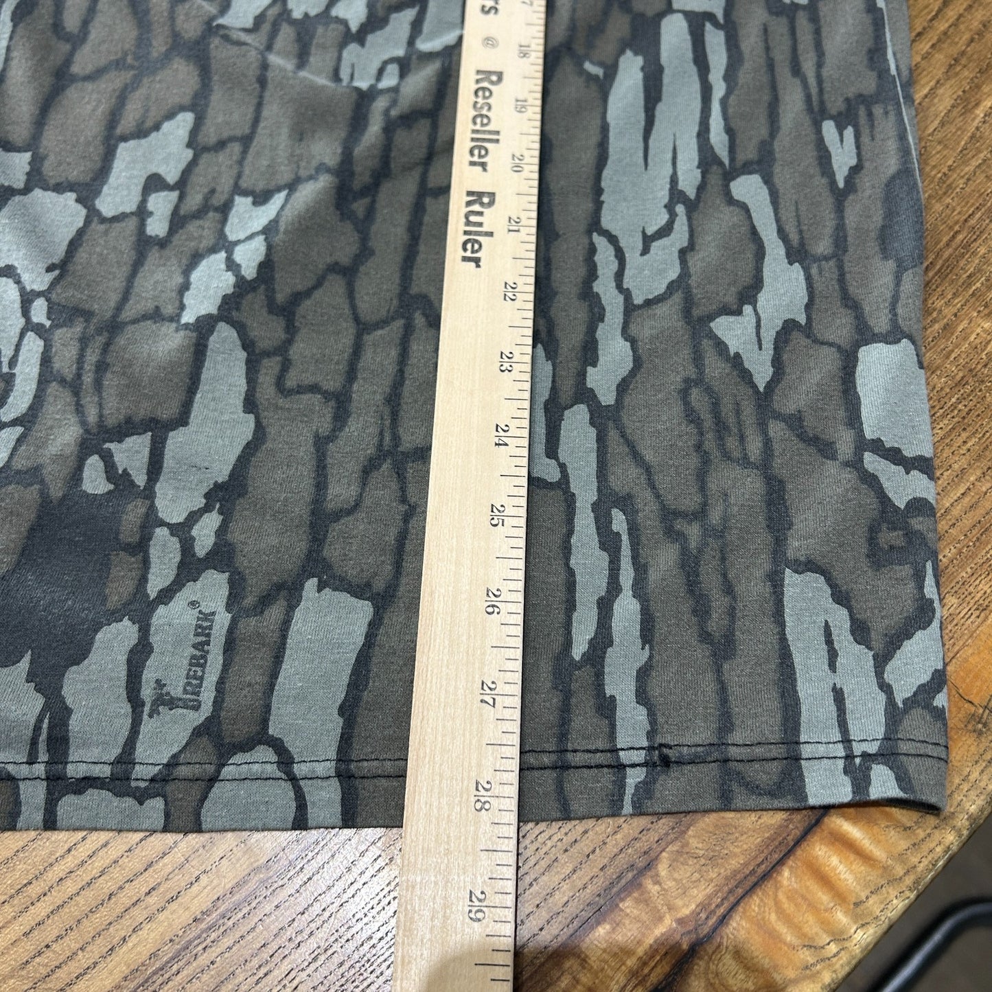 VINTAGE 80s 90s | Tree Bark Camouflage Contrast Ringer T-shirt sz S/M