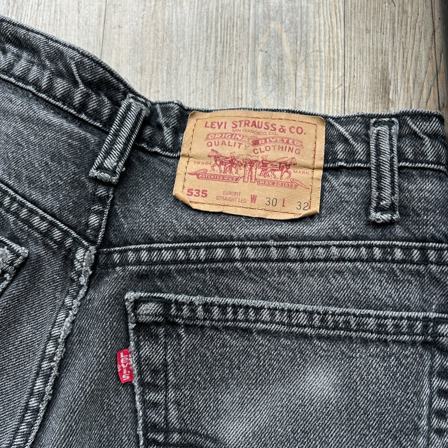 VINTAGE 90s | LEVIS 535 Faded Black Denim Jeans Pants sz W29 L32