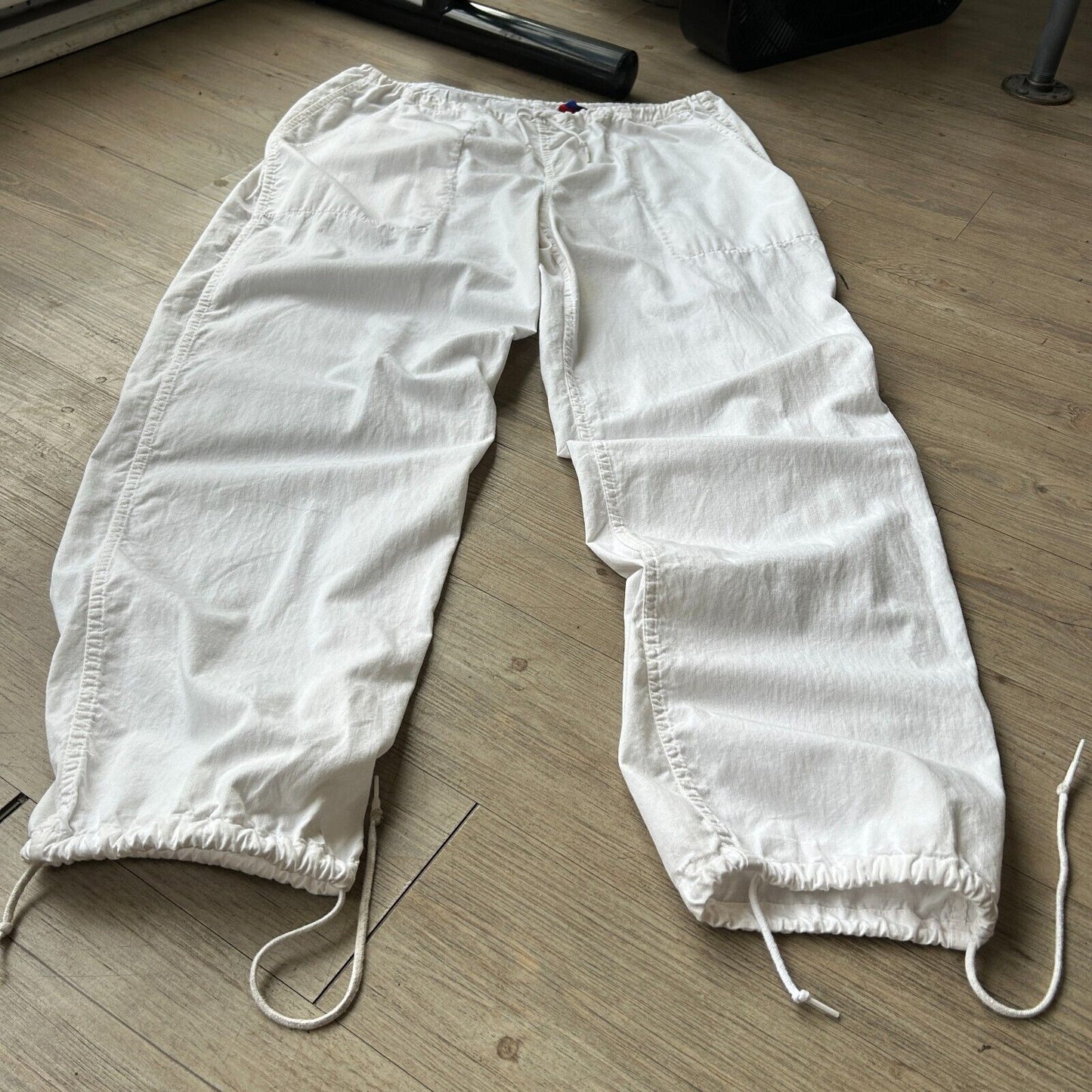VINTAGE 90s | UFO White Cotton Parachute Baggy Pants sz OneSize