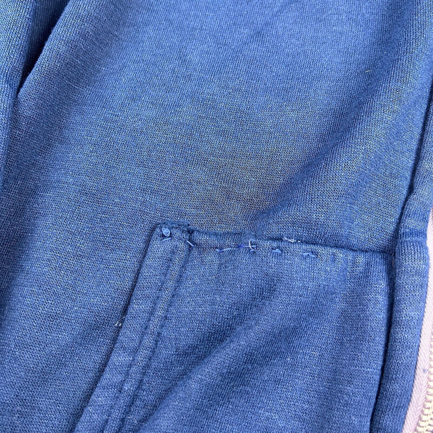 VINTAGE 80s Head Start Sun Kissed Blank Blue Zip Up Hoodie Sweater sz M Adult