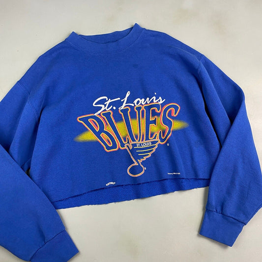 VINTAGE 90s NHL St. Louis Blues Cropped Hockey Sweater sz Medium Adult