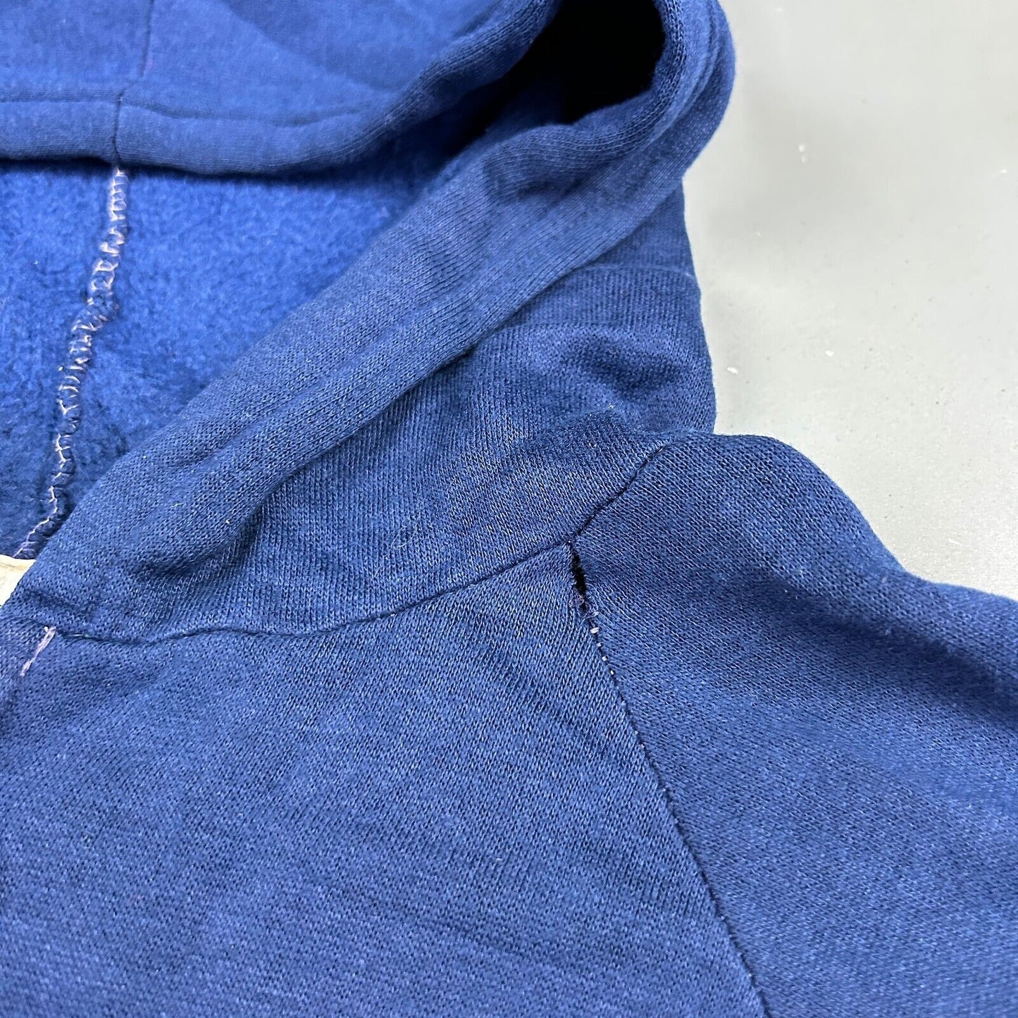 VINTAGE 80s Head Start Sun Kissed Blank Blue Zip Up Hoodie Sweater sz M Adult