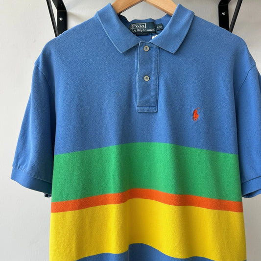 VINTAGE Y2k | Ralph Lauren Sm Pony Striped Color Block Polo Shirt sz L