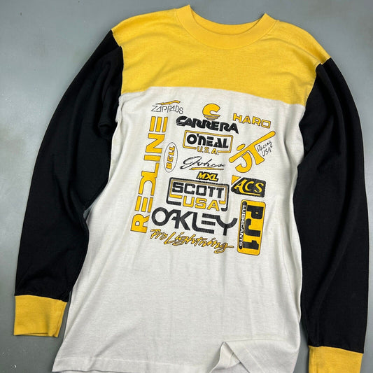 VINTAGE 80s | Oakley Multi Race Sponsor MOTO LongSleeve Jersey TShirt sz M Adult