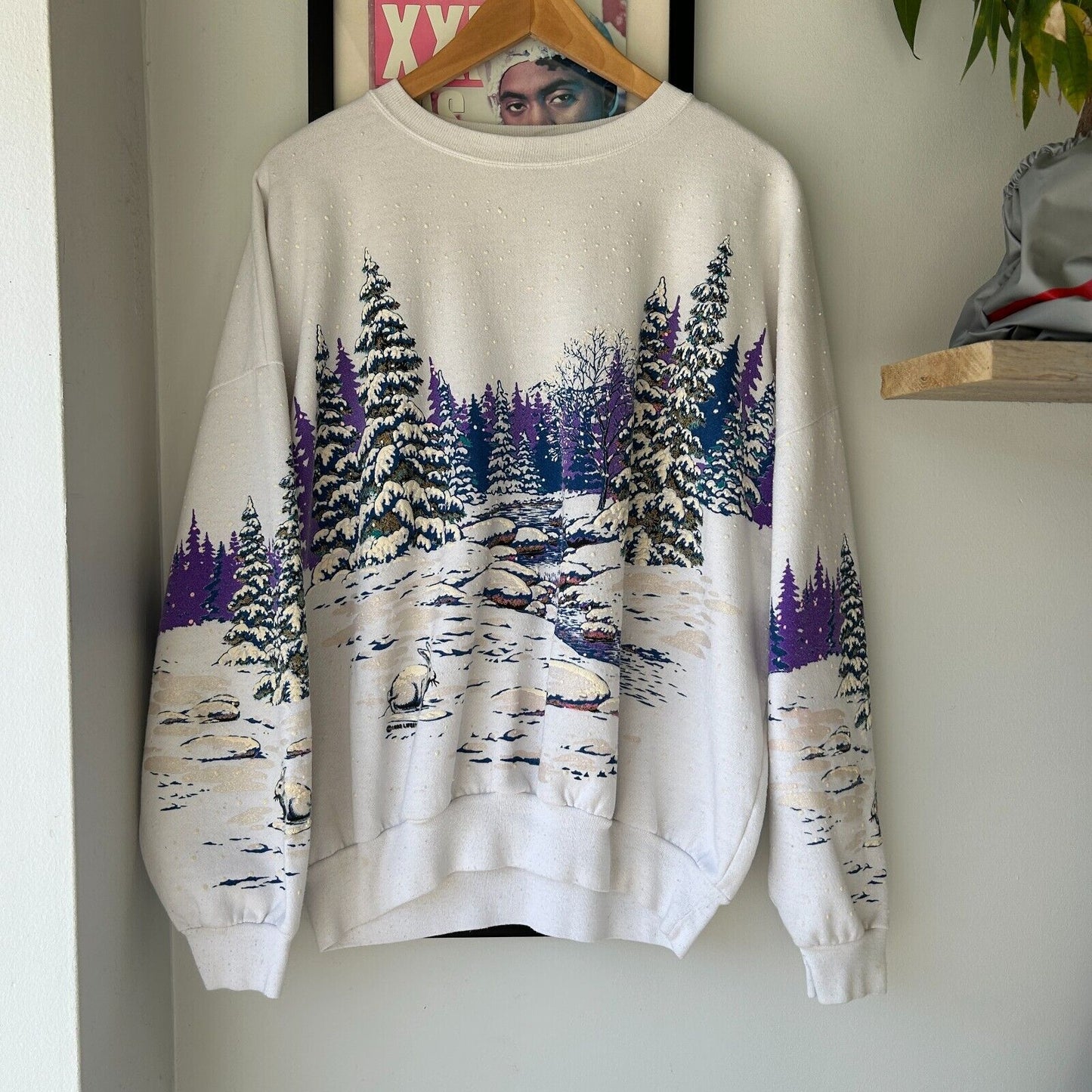 VINTAGE 90s | Lifestyles All Over Winter Nature Print Crew Sweater sz XL-2XL