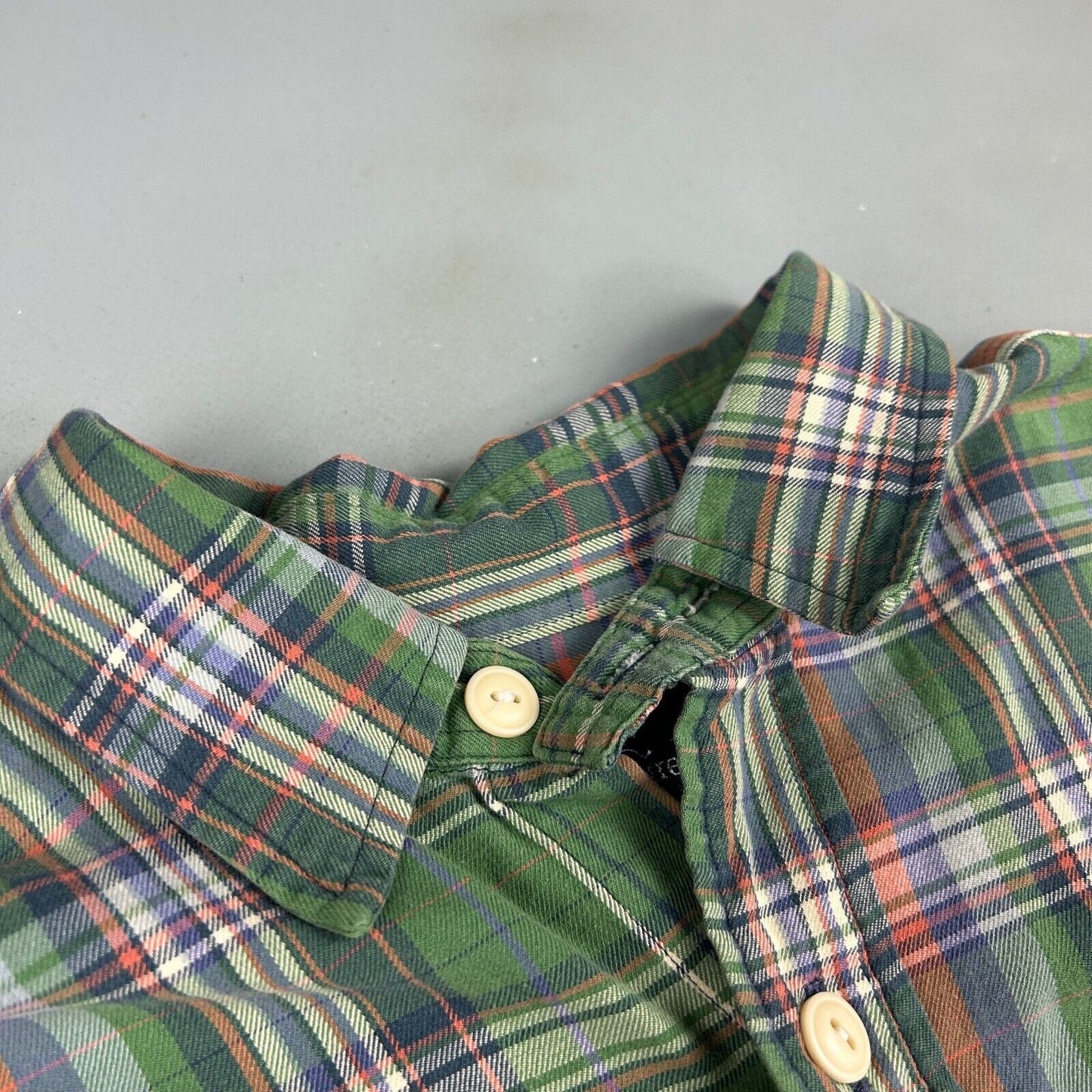 VINTAGE Ralph Lauren Polo Green Striped Button Up Shirt sz Large Adult