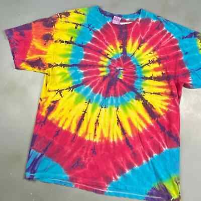 VINTAGE Tye Dye Spiral Multicolor Blank T-Shirt sz XL Adult