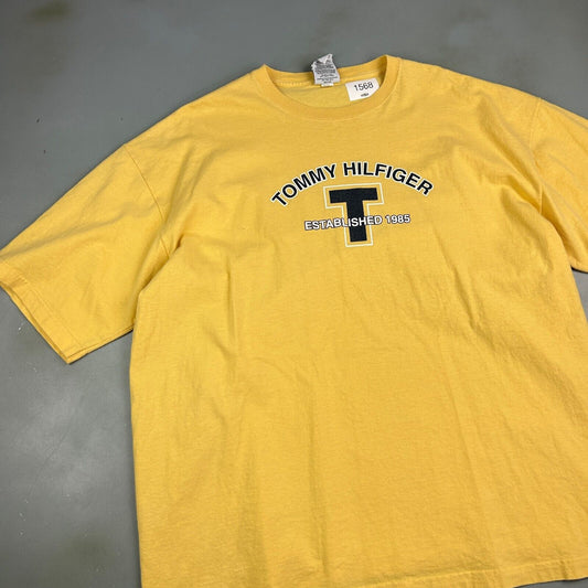 VINTAGE | Tommy Hilfiger Big Graphic Yellow T-Shirt sz XXL Men Adult