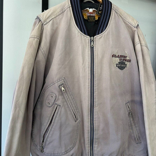 VINTAGE | Harley Davidson Faded Biker Bomber Jacket sz XL