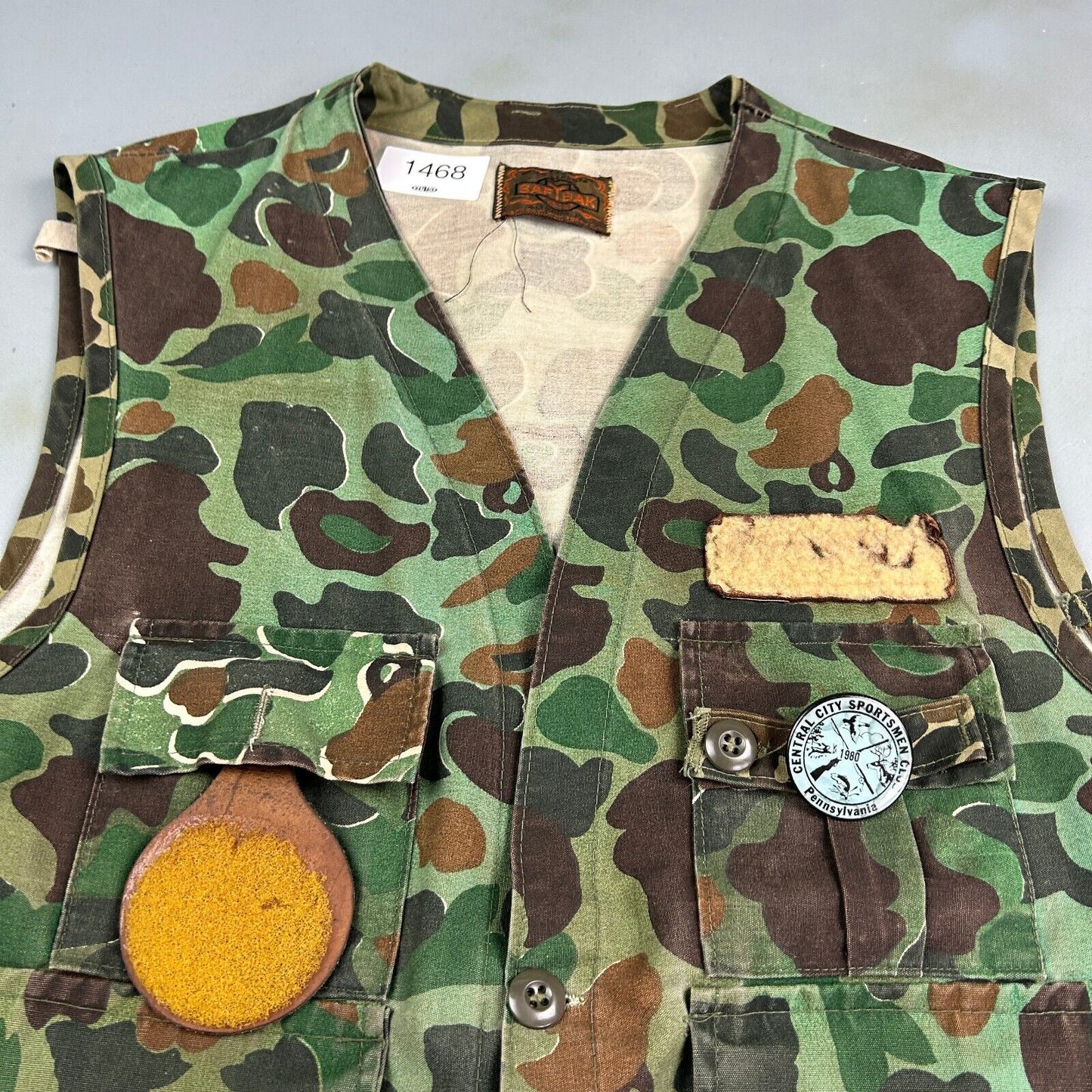 VINTAGE 70s/80s SafTbak Harick's Sports Camo Hunting Vest Jacket sz Large Adult