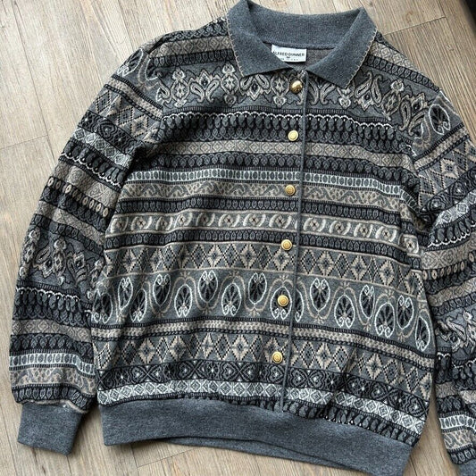 VINTAGE | Alfred Dunner Paisley Cardigan Knit Sweater sz M