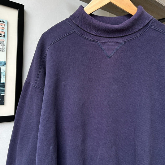 VINTAGE 90s | Russell Athletic Faded Navy Turtle Neck Sweater sz XL