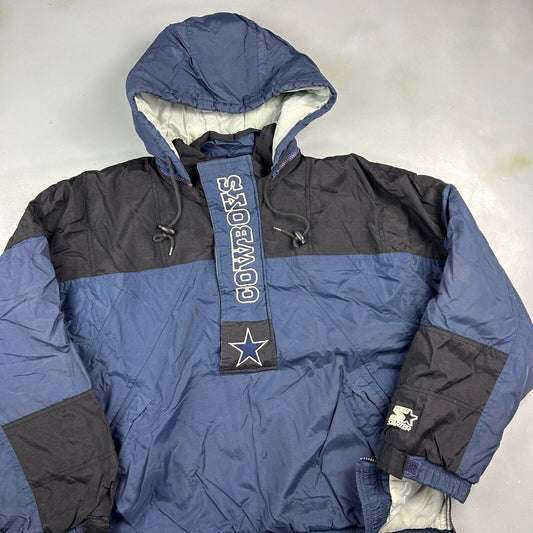 VINTAGE 90s | Dallas Cowboys Starter Anorak Down 1/4 Zip Jacket sz M Adult