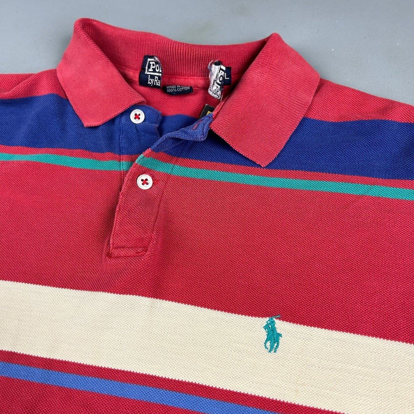VINTAGE 90s Ralph Lauren Striped Polo Shirt sz XL Adult