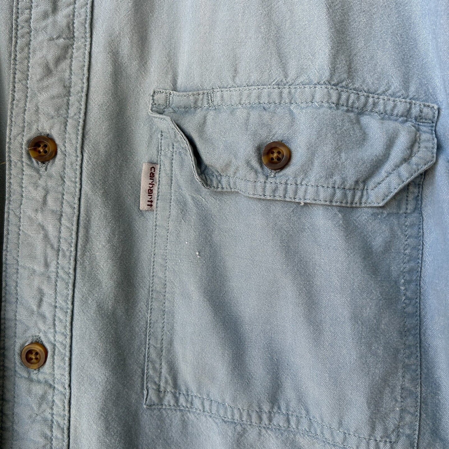 VINTAGE | Carhartt Denim Short Sleeve Button Snap Shirt sz L