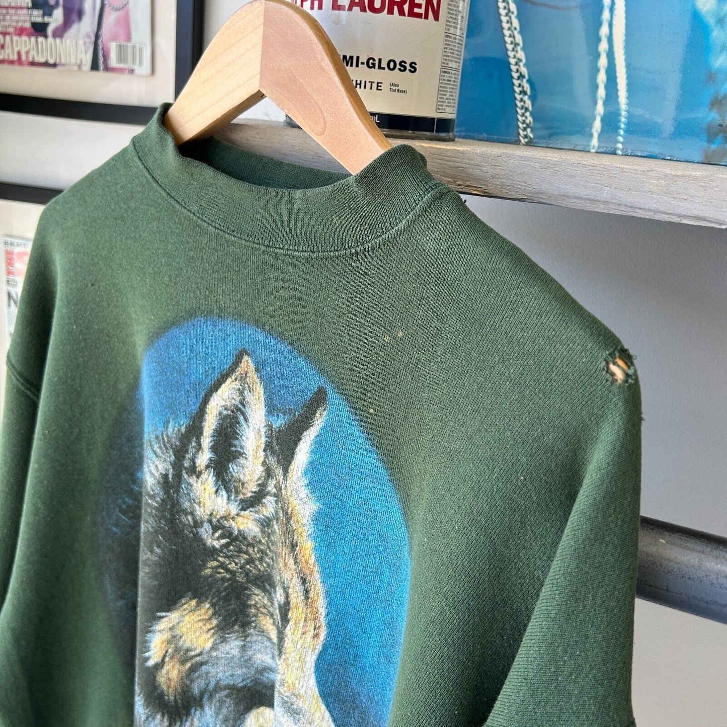 VINTAGE 90s | Canis lupus Werewolf Crewneck Sweater sz L Adult