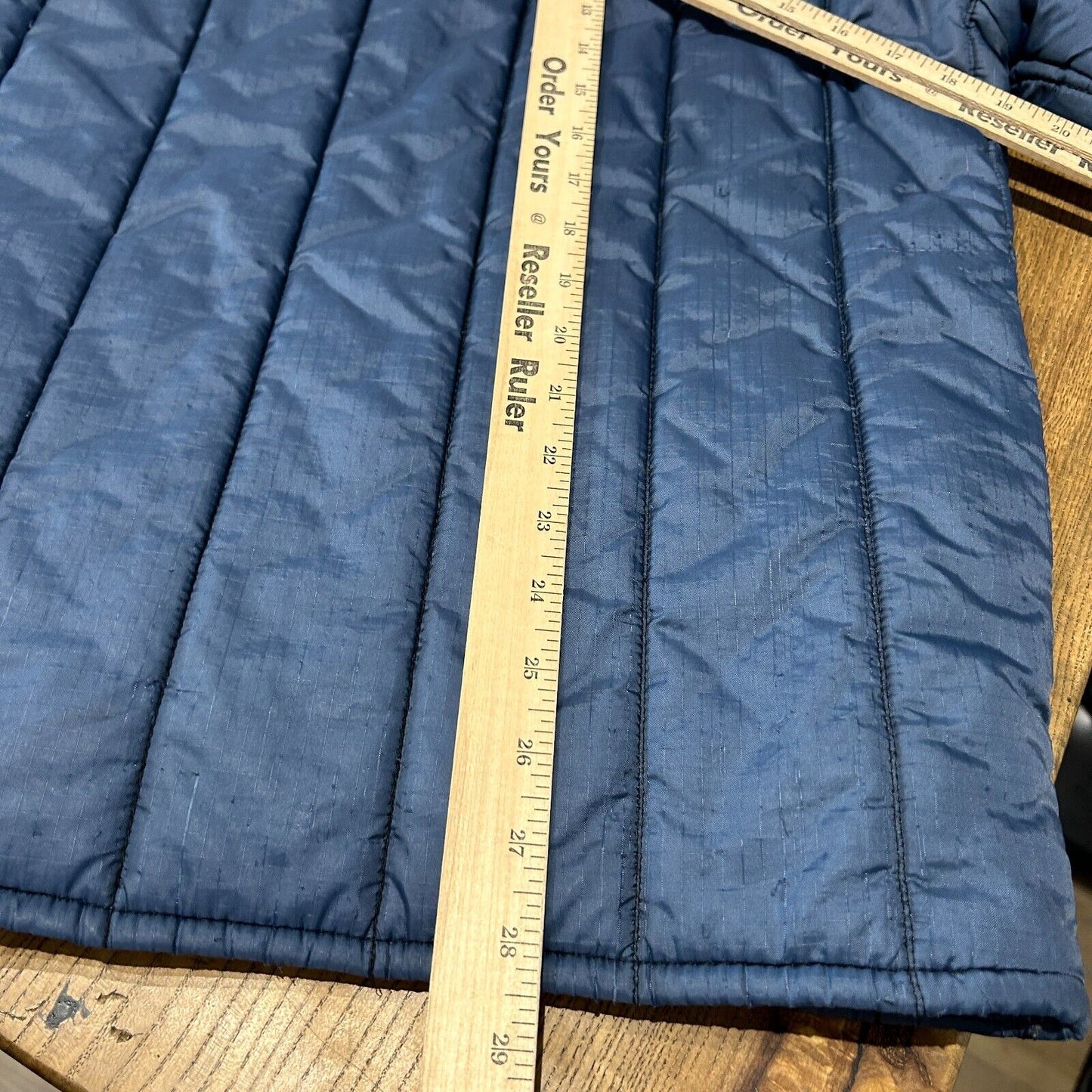 VINTAGE 70s 80s | Blank Navy Nylon Liner Bomber Jacket sz L Adult