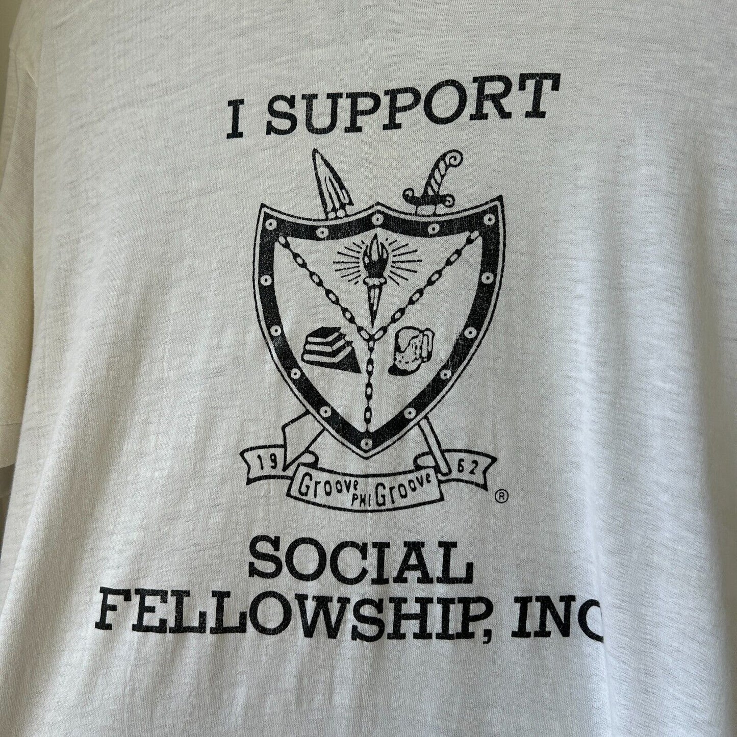 VINTAGE 60s | I Support Social Fellowship T-Shirt sz L