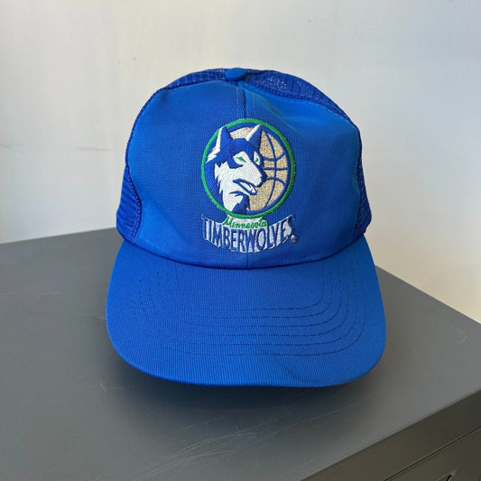 VINTAGE 90s | Minnesota Timberwolves NBA Mesh Trucker Snapback Hat sz OS