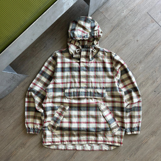 VINTAGE 90s | GAP Plaid Cotton Canvas 1/4 Zip Anorak Jacket sz S/M