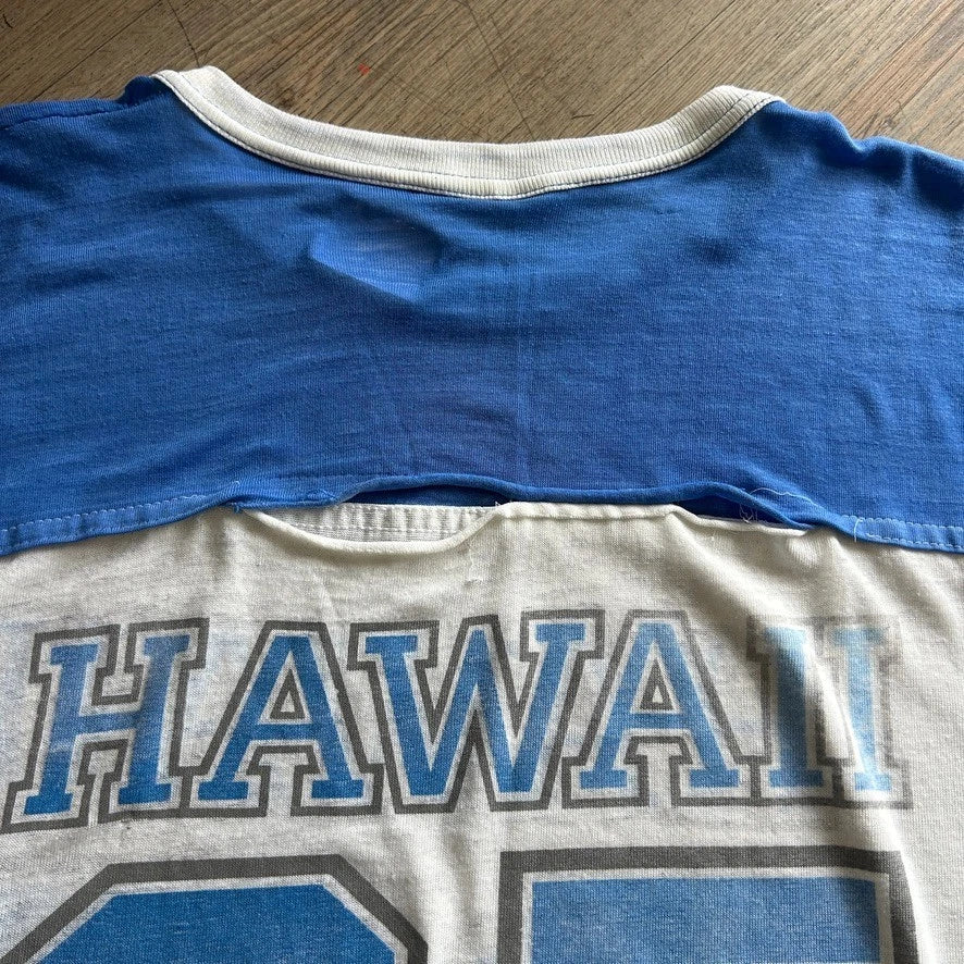 1980s | HAWAII #85 Thrashed Thin Cotton Vintage Football Jersey T-Shirt sz XL