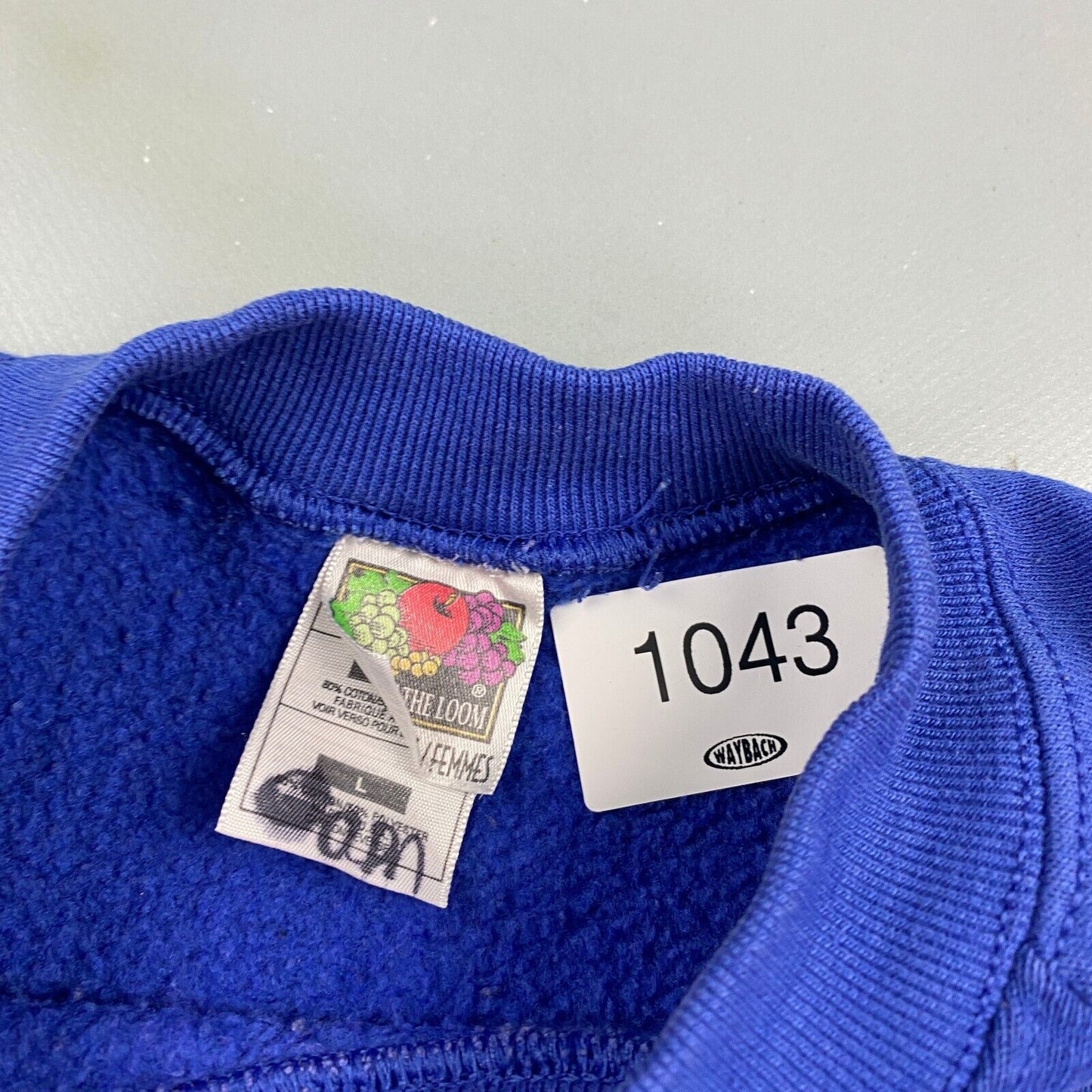 VINTAGE 90s Blank Blue Crewneck Sweater sz Large Adult