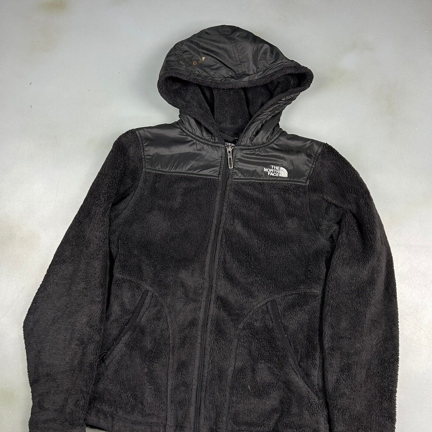 VINTAGE The North Face Black Hooded Fleece Sweater sz XS Womens Adult