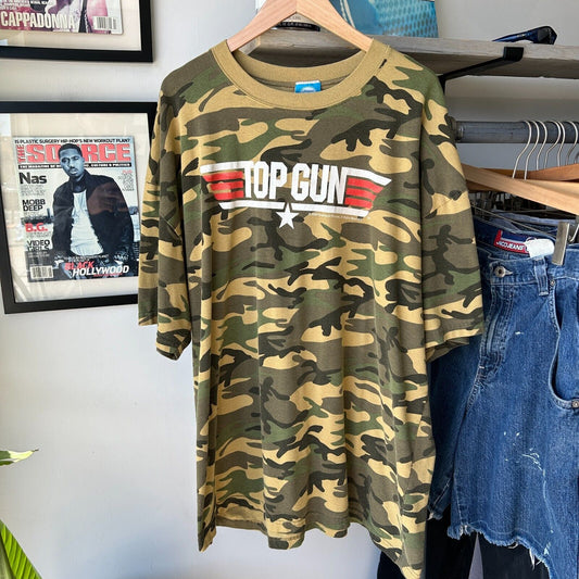 VINTAGE | TOP GUN Camo Movie T-Shirt sz 3XL Adult