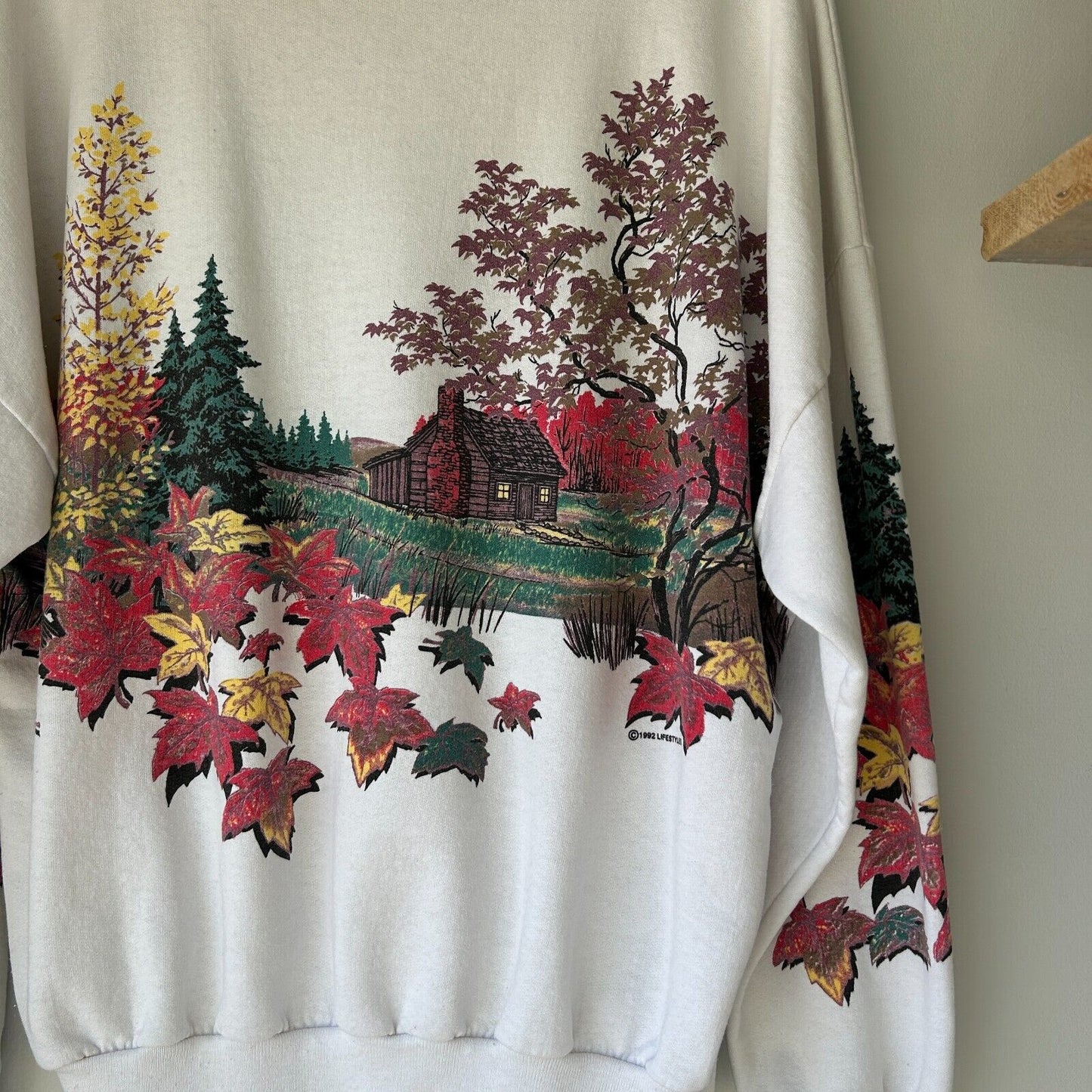 VINTAGE 90s | Lifestyles All Over Fall Nature Print Crew Sweater sz XL-2XL
