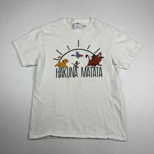 VINTAGE 90s Lion King Hakuna Matata Movie White T-Shirt sz Medium Men