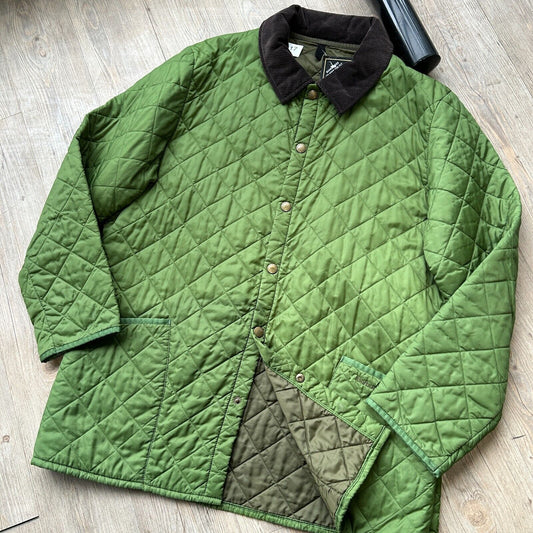 VINTAGE | BARBOUR Green Liner Trench Jacket Corduroy Collar sz XL Adult