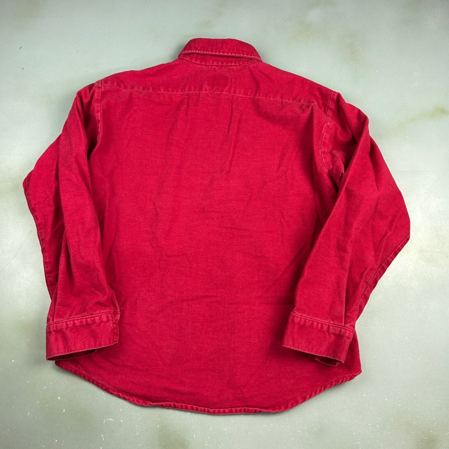 VINTAGE 90s Five Brother Red Chamois Cloth Button Up Shirt sz Large Adult