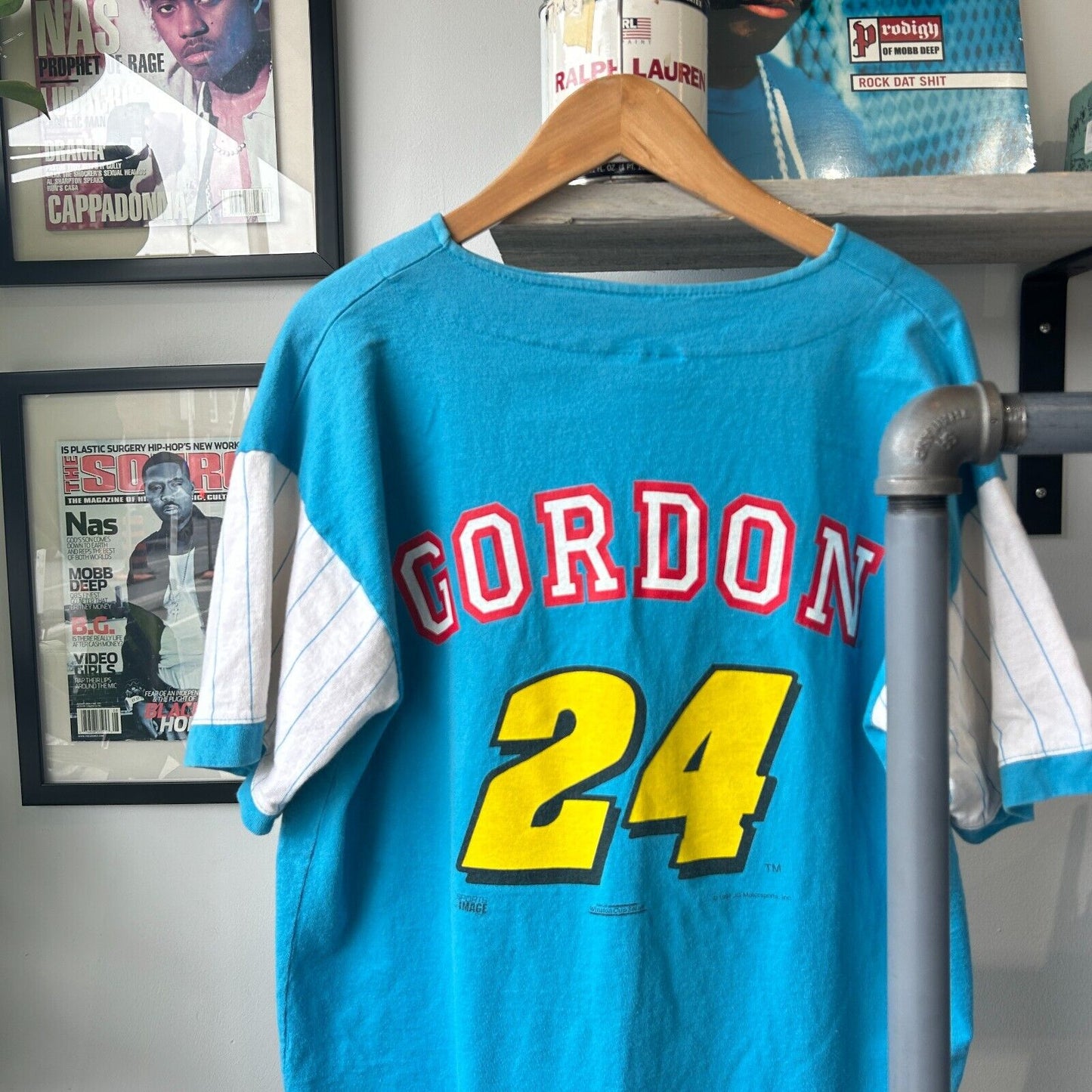 VINTAGE 90s | Jeff Gordon #24 Baseball Racing Jersey T-Shirt sz L Adult