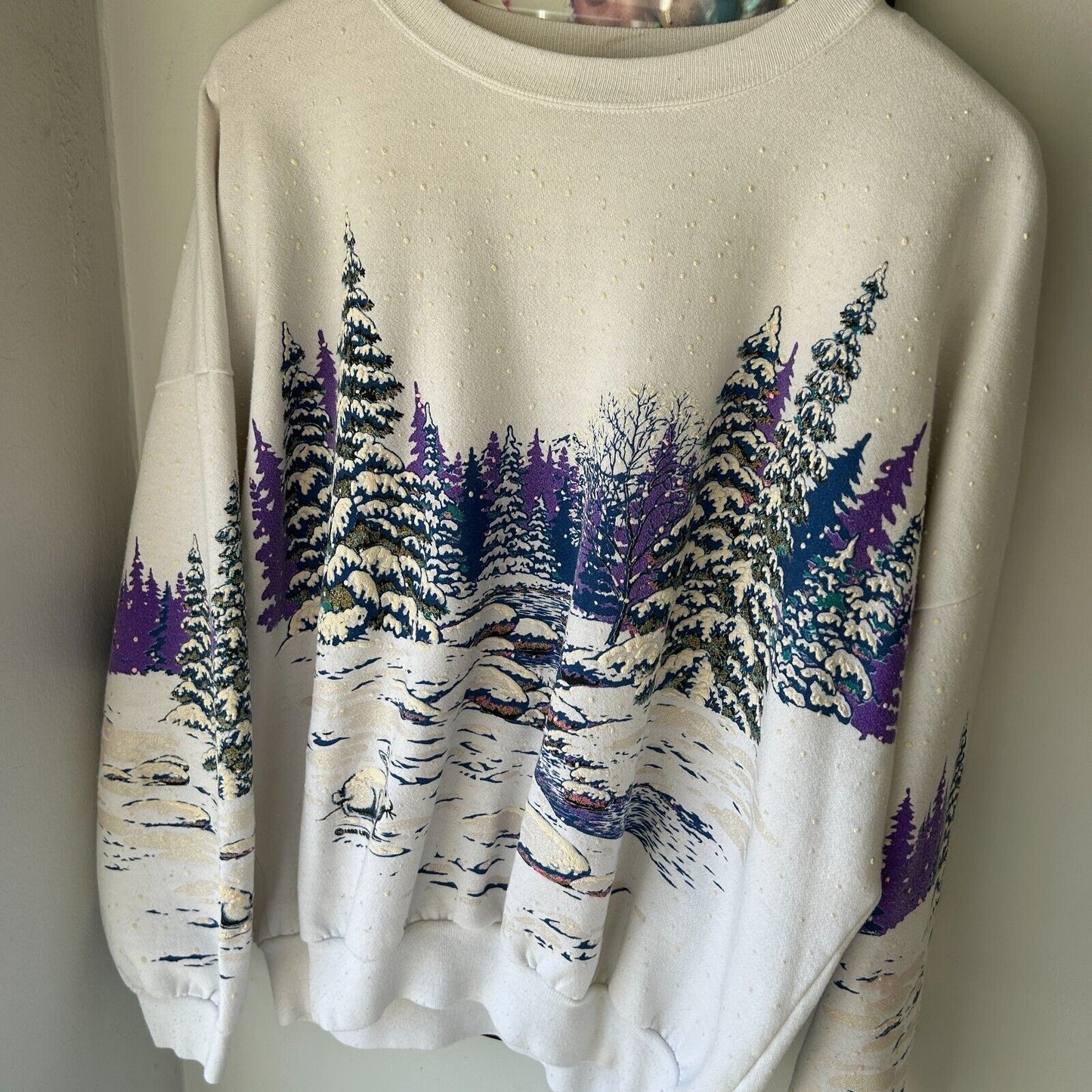 VINTAGE 90s | Lifestyles All Over Winter Nature Print Crew Sweater sz XL-2XL