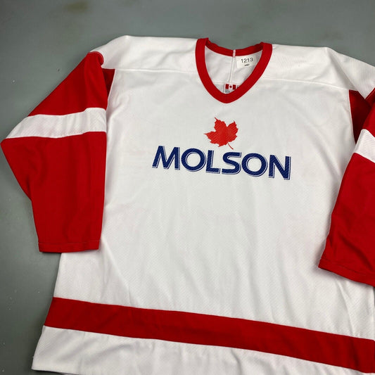 VINTAGE 90s Molson Canadian Beer Hockey Jersey sz XL Adult
